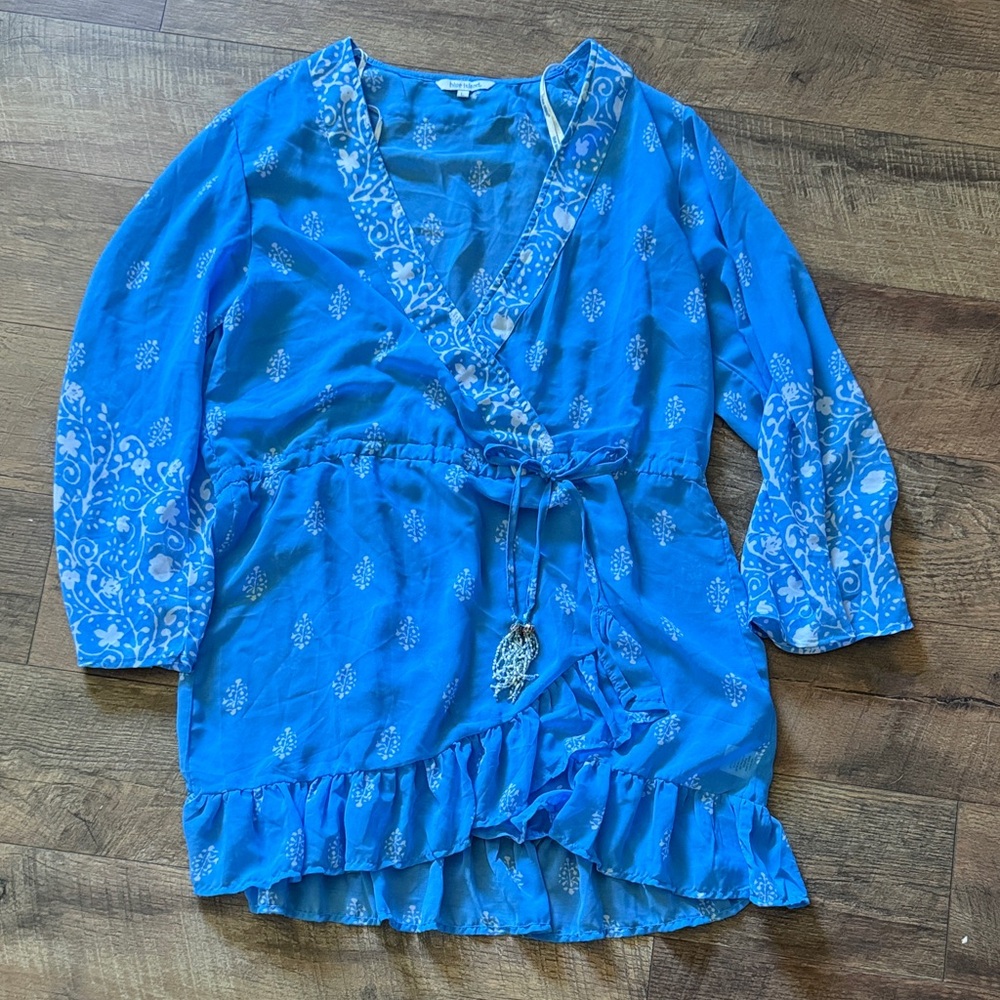 Blue Island Blue Floral bathing suit cover up